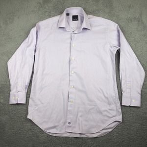 David Donahue Dress Shirt Mens 16.5 34 Trim‎ Fit Purple Check Button Up Work